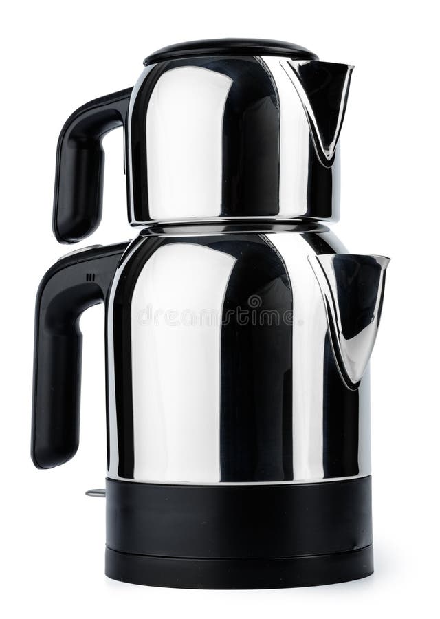 Double Tea Kettle Pot Vintage Old Kitchenware , Stock Photo Image of