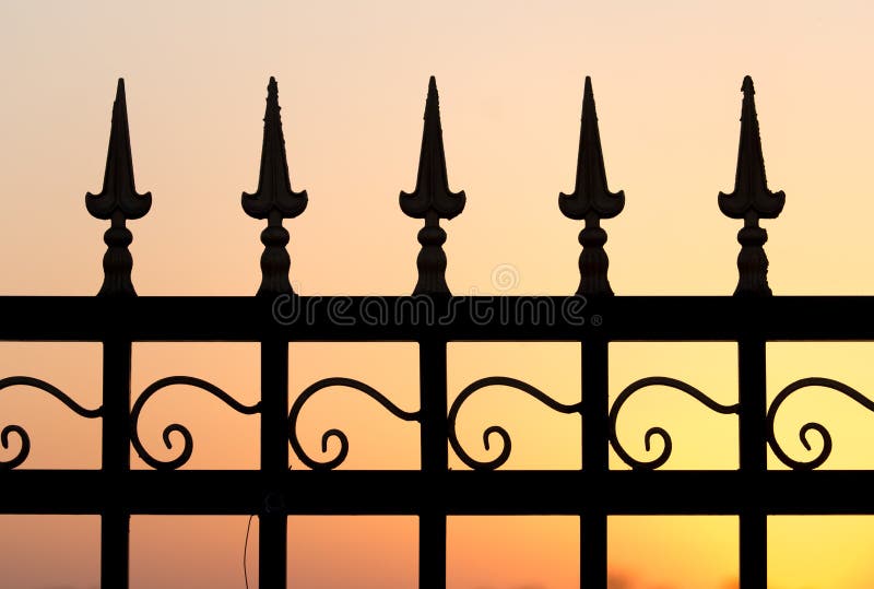 Download Metal fence at sunset stock photo. Image of grill, garden - 105074928