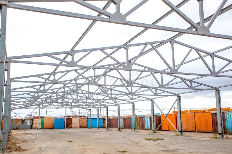 Frame of Industrial or Retail Unit on a Construction Site Editorial