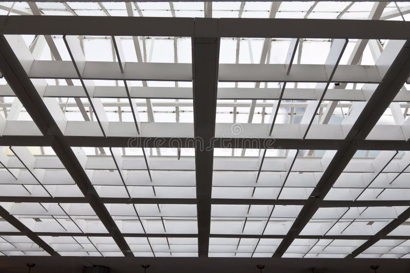The metal and glass roof stock image