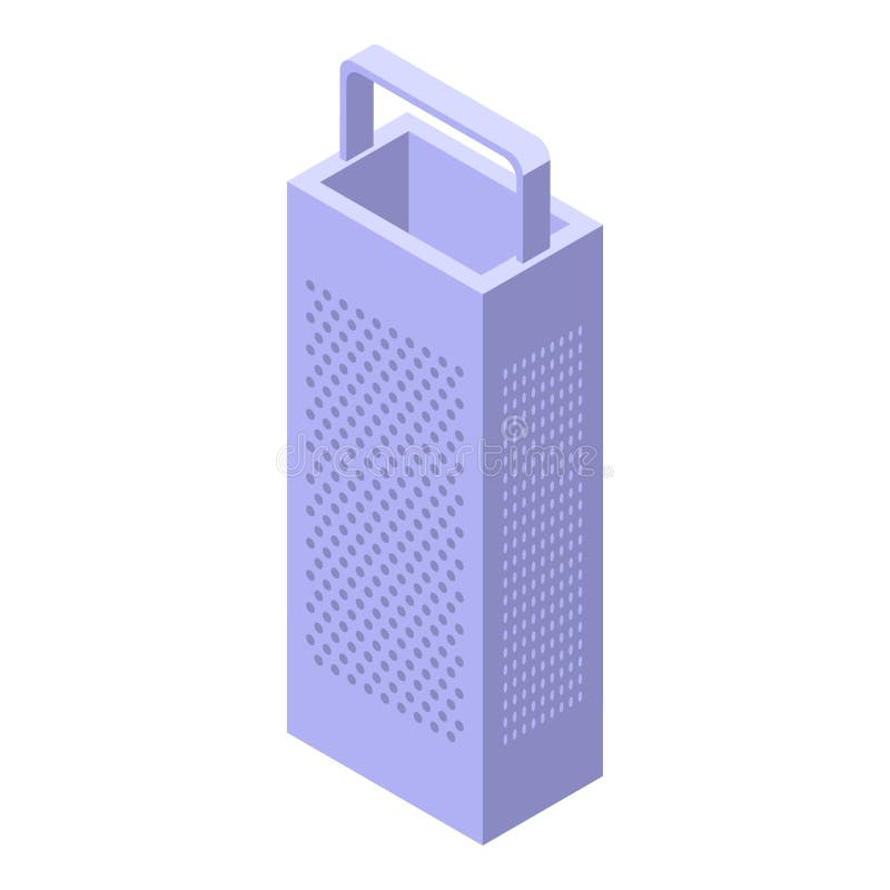 Metal grater with handle for cheese grating isometric view royalty free illustration