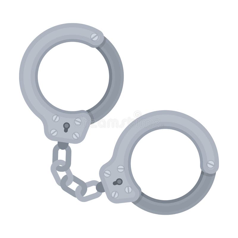 Metal Handcuffs for Detaining Criminals. Outfit of a Policeman Stock