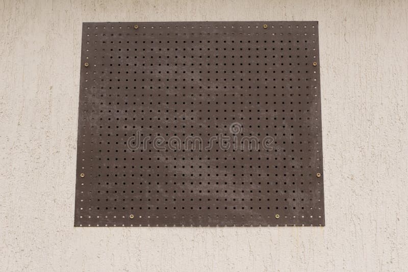 Metal Holes of Air Conditioner System on the Wall Stock Photo Image