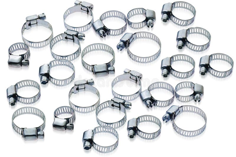 Metal hose clamps of different sizes