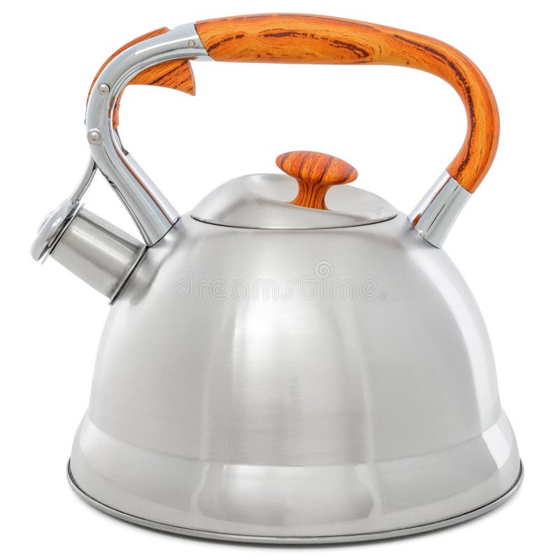 Metal Kettle With Whistle Isolated On White Background Stock Image