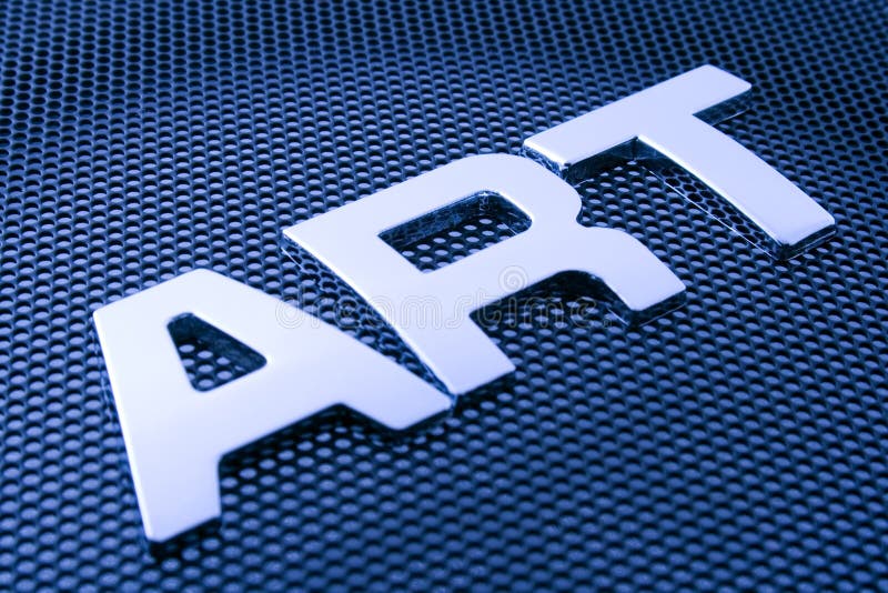 Metal letters art & blue technology background. Word art letters stock images, royalty-free photos and pictures