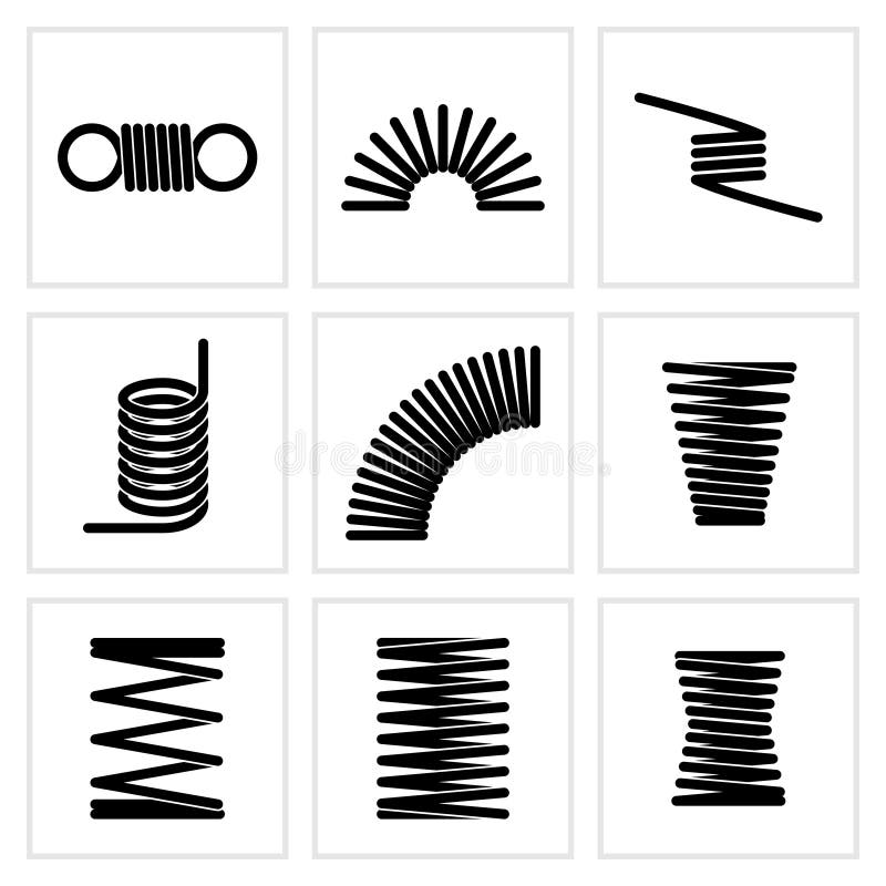 Metal los iconos elásticos del vector de la primavera del alambre flexible espiral ilustración del vector Metal los iconos elásticos del vector de la primavera del alambre flexible espiral ilustración del vector