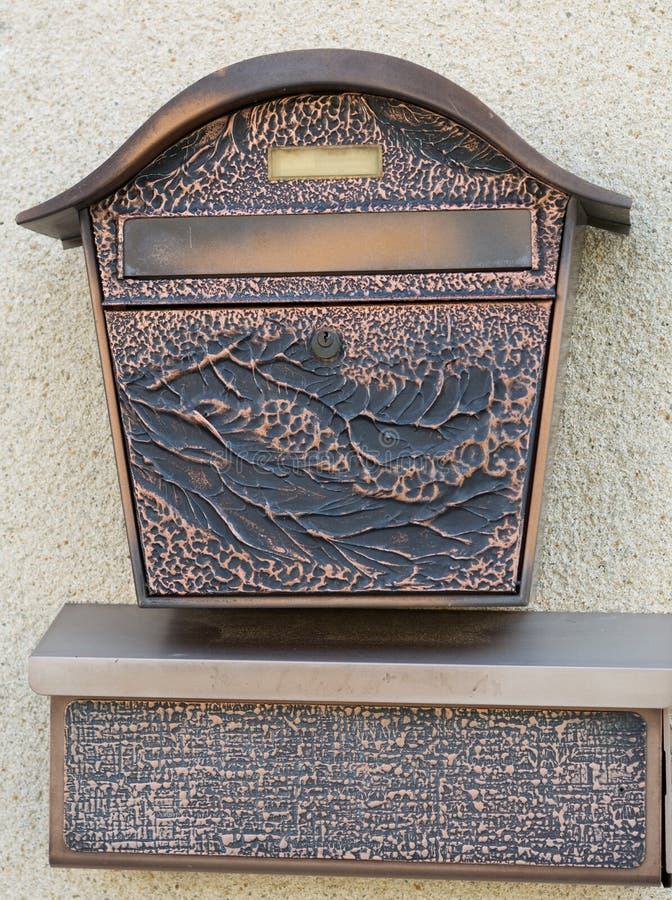 Metal Mailbox with Newspaper Roll Stock Photo Image of copy, mail 65965290