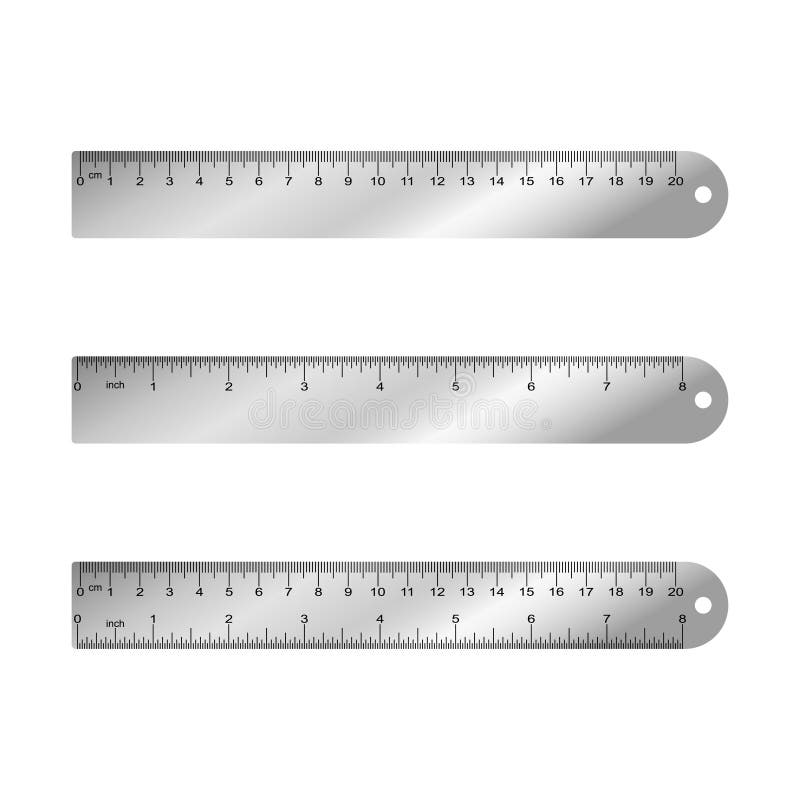 Metal Measuring Rulers In Centimeters Inches Millimeter Aparted And Combined Vector Stock Vector Illustration Of Element Long 108334246