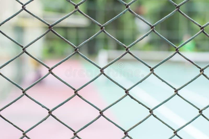 Metal mesh wire fence with tennis court