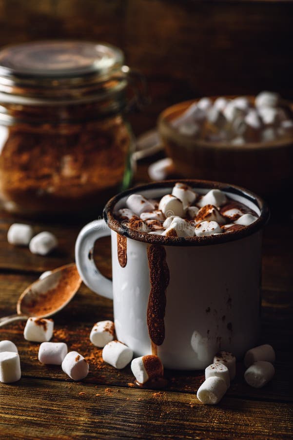 Mug of Cocoa with Marshmallows. Stock Image - Image of spoon, cafe ...