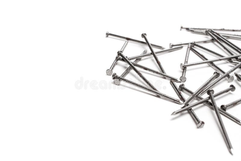 Metal nails isolated on white