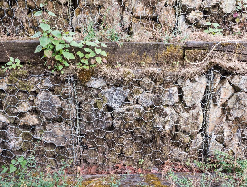 Metal Net is Covering the Granite Stone. Stock Image - Image of fall ...