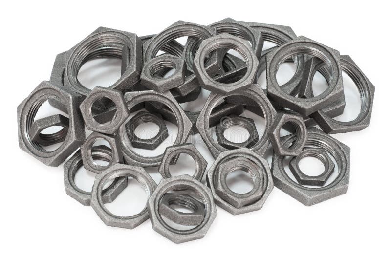 Metal nuts, super macro stock image. Image of galvanized 21031479