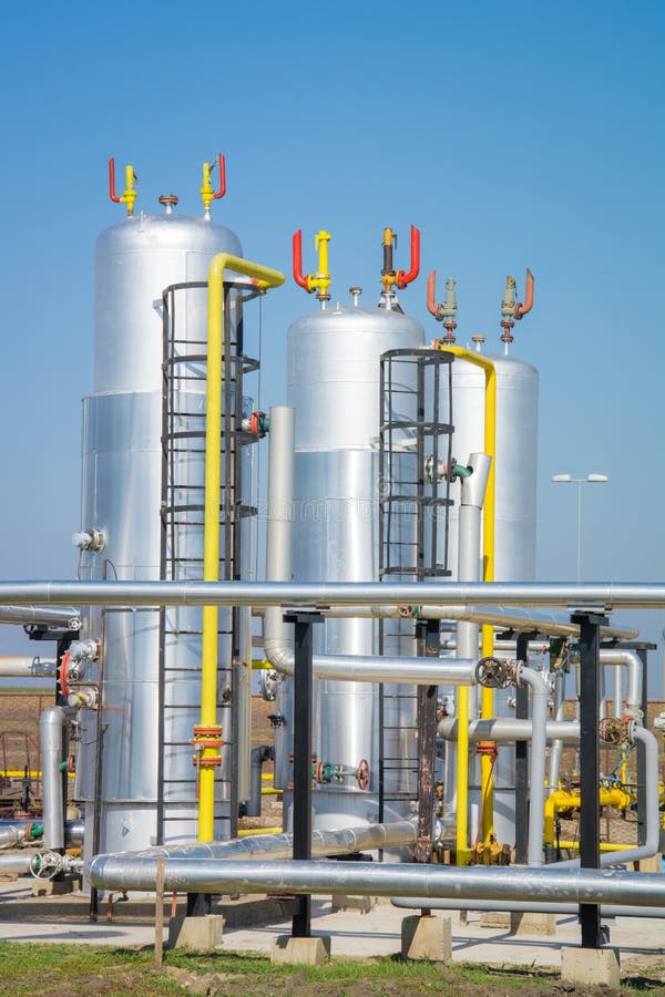 Metal oil tanks stock photo. Image of urban, pipe, metal 34469786