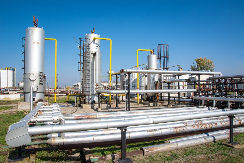 Metal oil tanks stock image. Image of metal, duct, detail 34471017