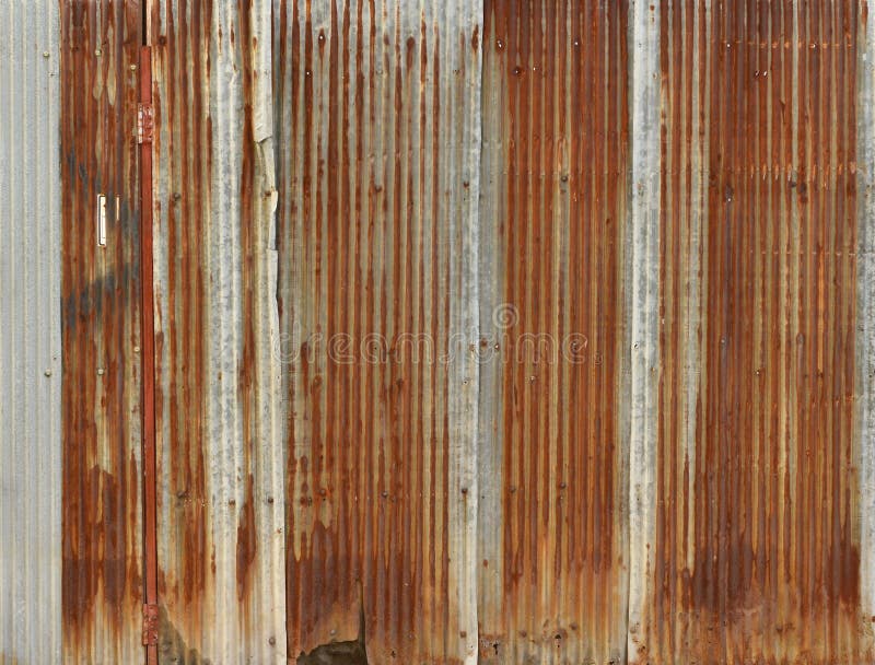 Metal oxidado do ferro ondulado, parede do zinco, fundo