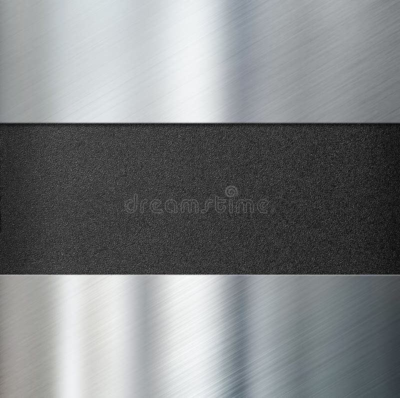 Metal panels over black plastic background 3d illustration stock images