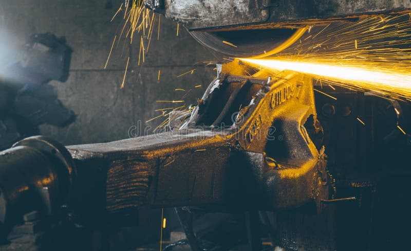 Metal part processing stock photo