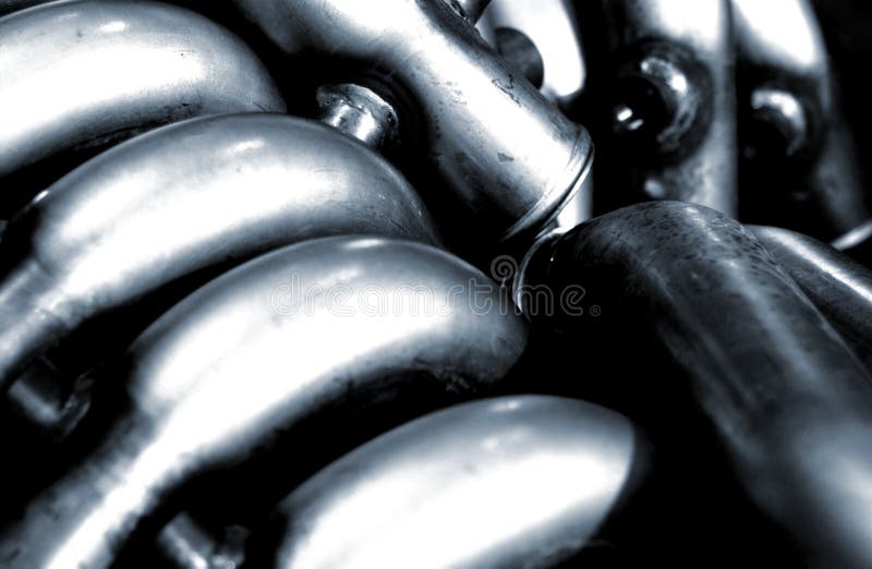 Metal pipe products in manufacturing plant stock images