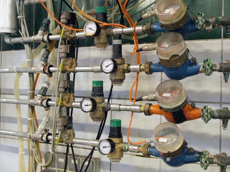 Metal pipes and measurement royalty free stock photo