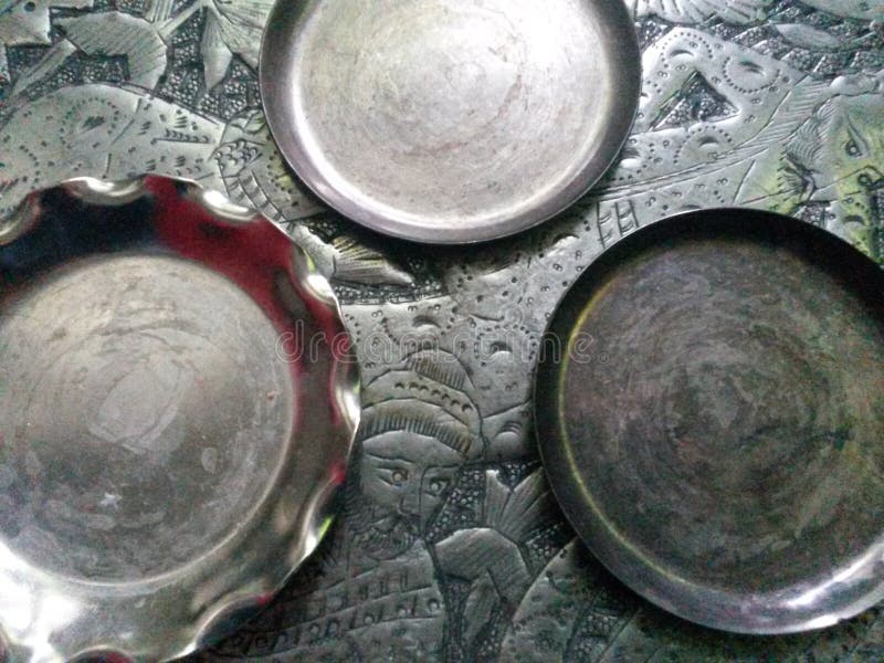 Metal Plate Dishes Tin Silver Stock Image Image of metallic, dedign