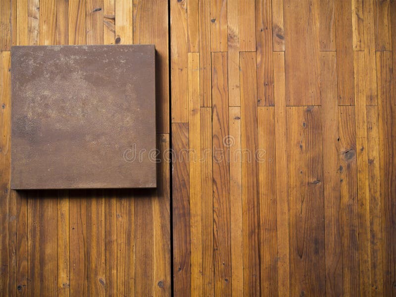 Metal plate on wood plank stock image. Image of pattern 54464423