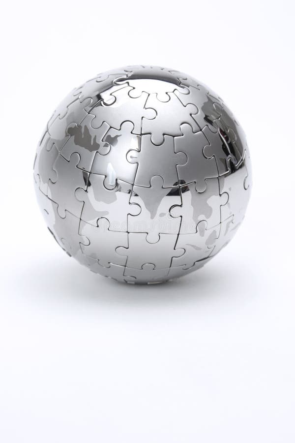 Metal puzzle globe stock image. Image of life, jigsaw 13651127
