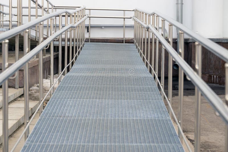 Metal Ramp with Railing for Sedentary People Stock Photo - Image of ...