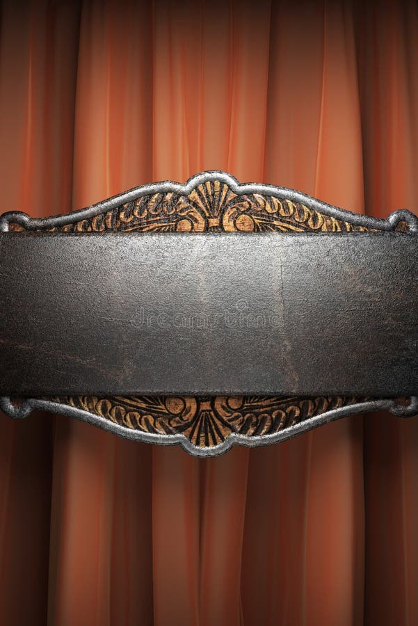 Metal on red curtain stock illustration. Illustration of brand 29475694