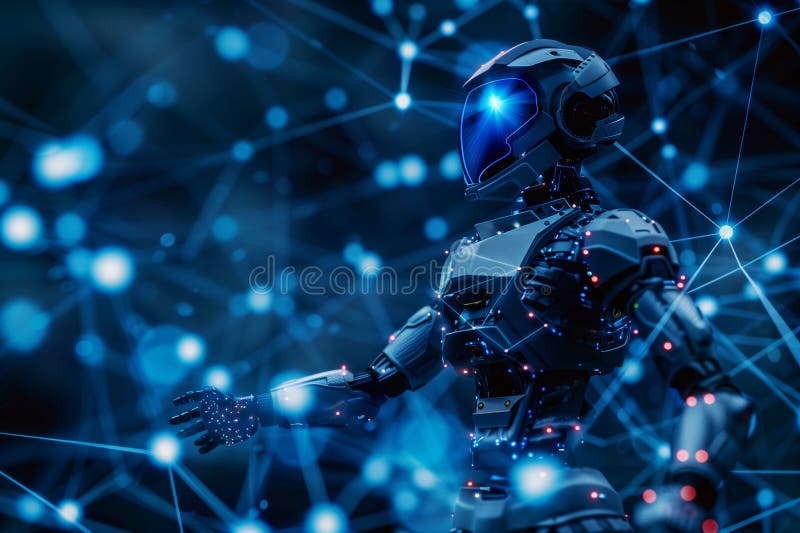 Metal robot cyber police vector illustration