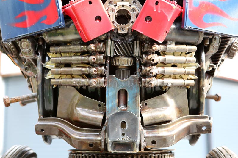 Metal robot parts made from car iron and steel royalty free stock image Metal robot parts made from car iron and steel royalty free stock image
