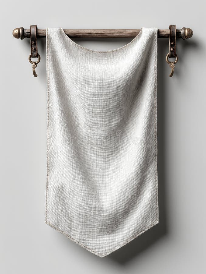 Metal rod holding a plain white banner for strategy game design royalty free stock photography