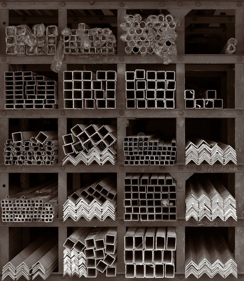 Metal Rods Storage Shelves stock photo. Image of arrange 8501380