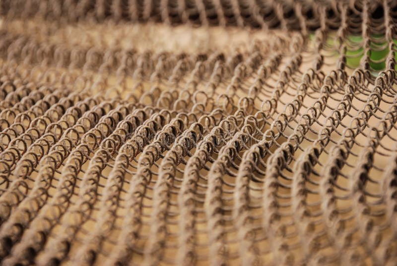 Metal rusty netting. Metal element, rusty netting, building