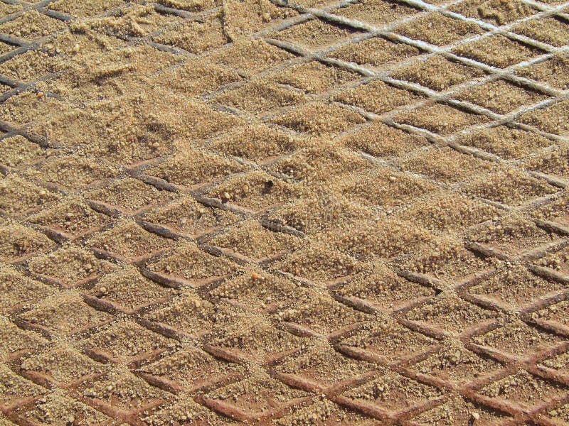 Metal Rusty Sheet with Rust Back Ground, Steel Grating on Ground Stock