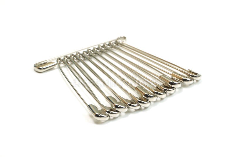 Metal Safety Pins Isolated on White Background Stock Image Image of