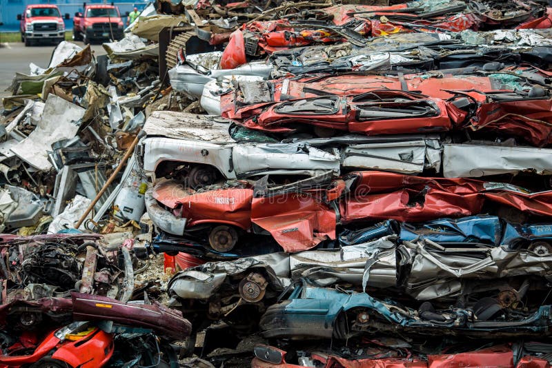 Metal Scrap Yard Crushed Cars Stock Image Image of junk, recycle