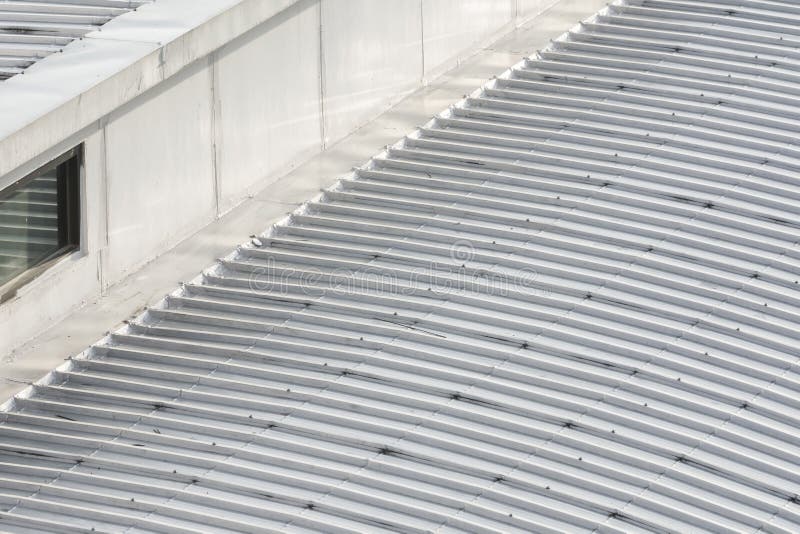 Metal Sheet Roofing Structure of the Building and Glass Windows. Stock Photo Image of glass