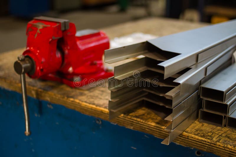 Metal sheets and vise stock image. Image of iron, plumbing 111874829