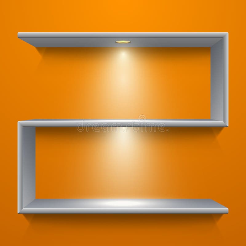 Metal shelf design with illumination on yellow background vector illustration Metal shelf design with illumination on yellow background vector illustration