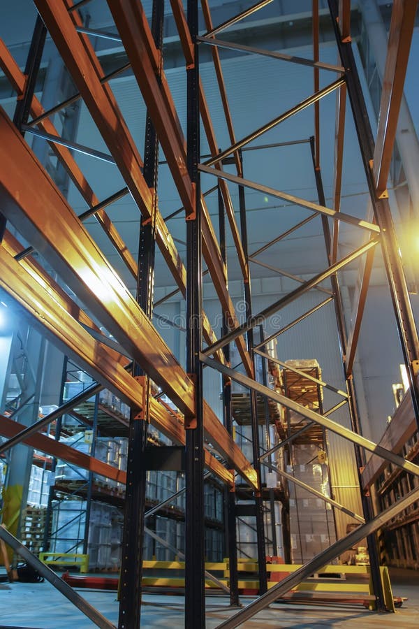 Metal shelves stock image. Image of distribution, metal 209458509