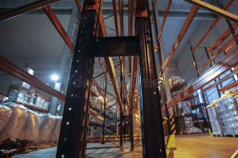 Metal shelves stock photo. Image of construction, interior 209458518