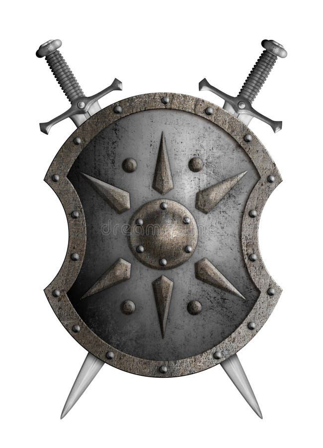 Medieval Round Shield with Two Swords Coat of Arms Stock Image - Image of  antique, crest: 39999355