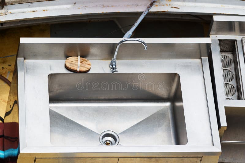 Metal sink. stock photo. Image of object, used, metal 80893664
