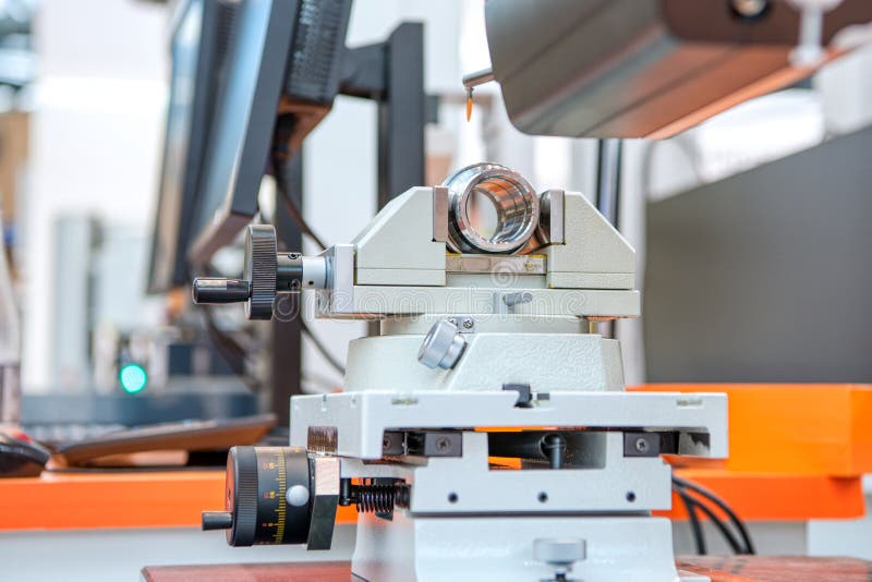 The metal sleeve is clamped in a machine vice. royalty free stock photography The metal sleeve is clamped in a machine vice. royalty free stock photography