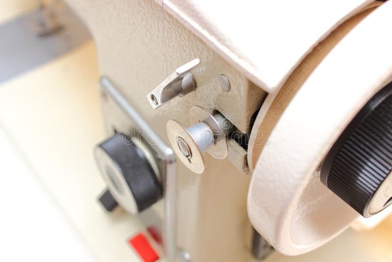 Metal Spool of Thread with Sewing Machine Stock Photo Image of metal