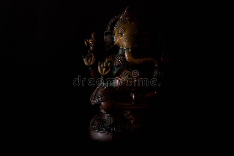 Ganesha Metal Alloy Statue Statue on Black Background Stock Image - Image  of hindu, belief: 137652795