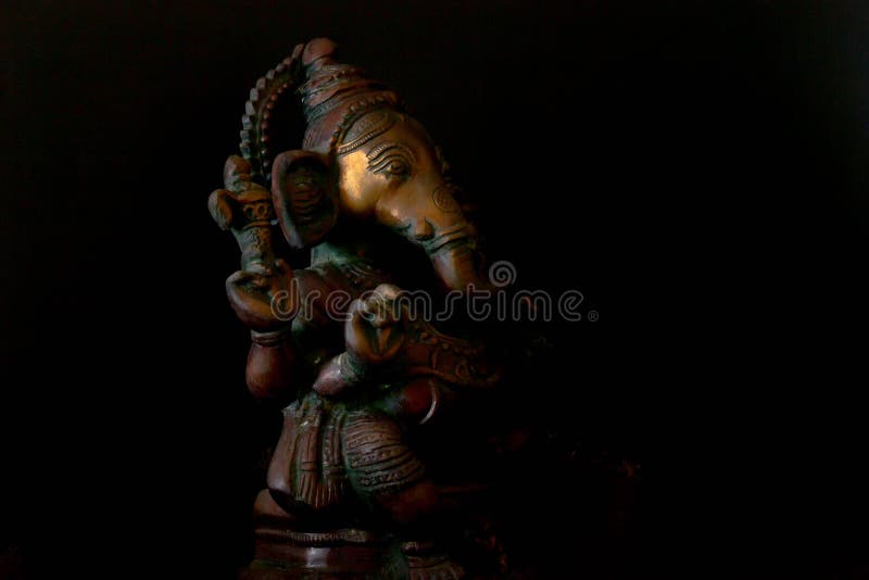 Ganesha Metal Alloy Statue Statue on Black Background Stock Image - Image  of hinduism, prosperity: 137652831