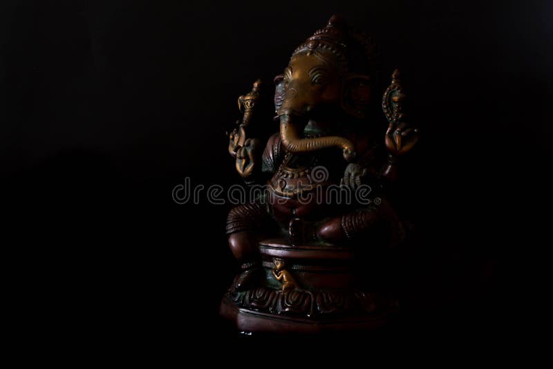 Ganesha Metal Alloy Statue Statue on Black Background Stock Image - Image  of asia, lord: 137652791